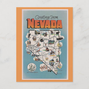 Cartão Postal Mapa do Estado de Nevada