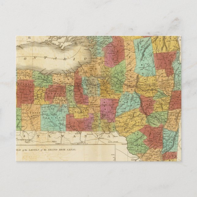 Cartão Postal Mapa Do Estado De Nova Iorque (Frente)