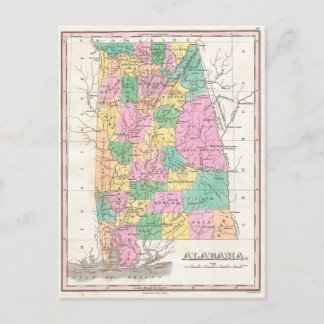 Cartão Postal Mapa do Estado do Alabama (1827)