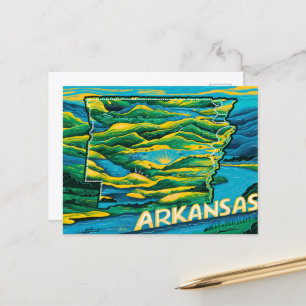 Cartão Postal Mapa do Estado do Arkansas