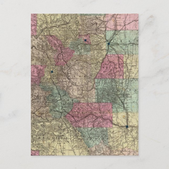 Cartão Postal Mapa do Estado do Colorado (Frente)