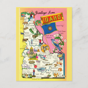 Cartão Postal Mapa do Estado do Idaho