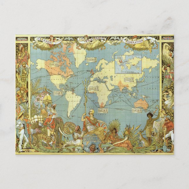 Cartão Postal Mapa do Império Britânico (Frente)