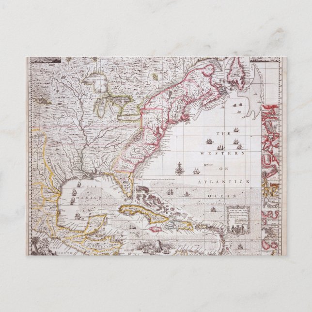 Cartão Postal Mapa do Império Britânico na América (Frente)