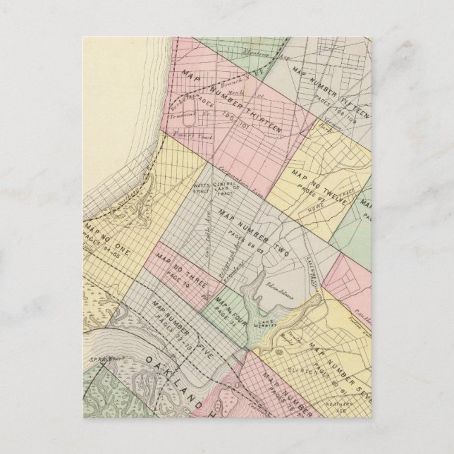 Cartão Postal Mapa do índice Oakland (Frente)
