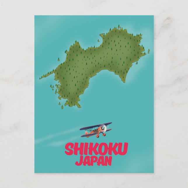 Cartão Postal Mapa do Japão Shikoku (Frente)