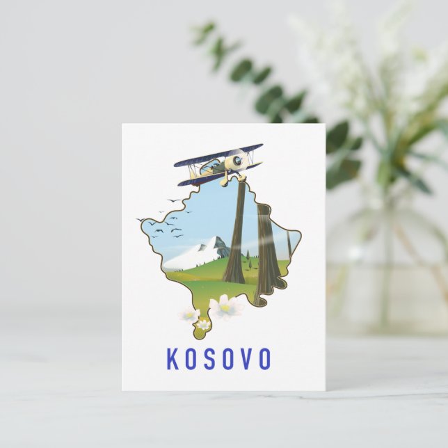 Cartão Postal Mapa do Kosovo (Em pé/Frente)