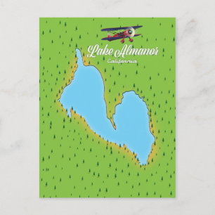 Cartão Postal Mapa do Lago Almanor Califórnia EUA