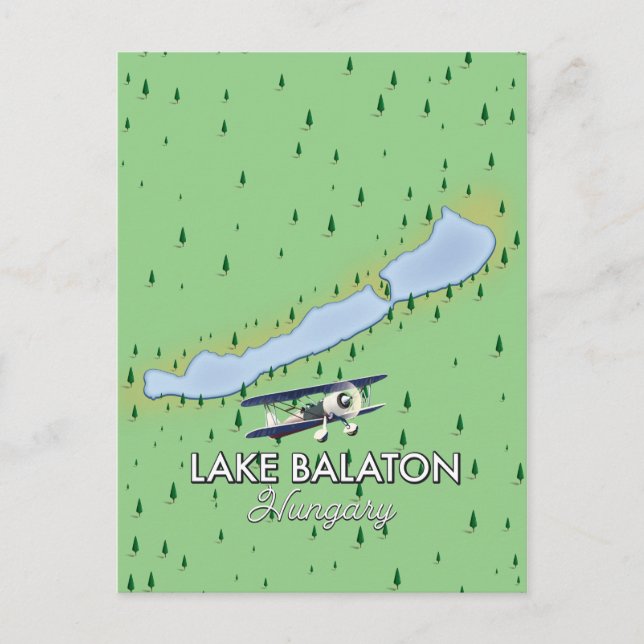 Cartão Postal Mapa do Lago Balaton na Hungria (Frente)