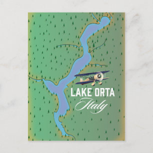 Cartão Postal Mapa do lago de Orta Itália