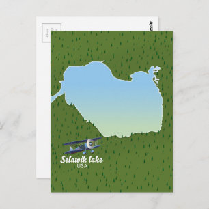 Cartão Postal Mapa do lago de Selawik no Alaska