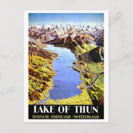 Cartão Postal Mapa do Lago de Thun, Bernese Oberland, Suíça