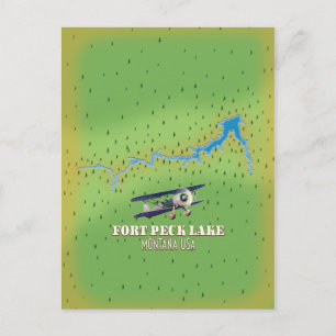 Cartão Postal Mapa do Lago Fort Peck Montana EUA