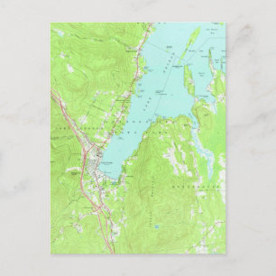 Cartão Postal Mapa do Lago George New York (1966) 2
