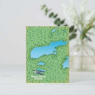 Cartão Postal Mapa do Lago Iliamna Alasca