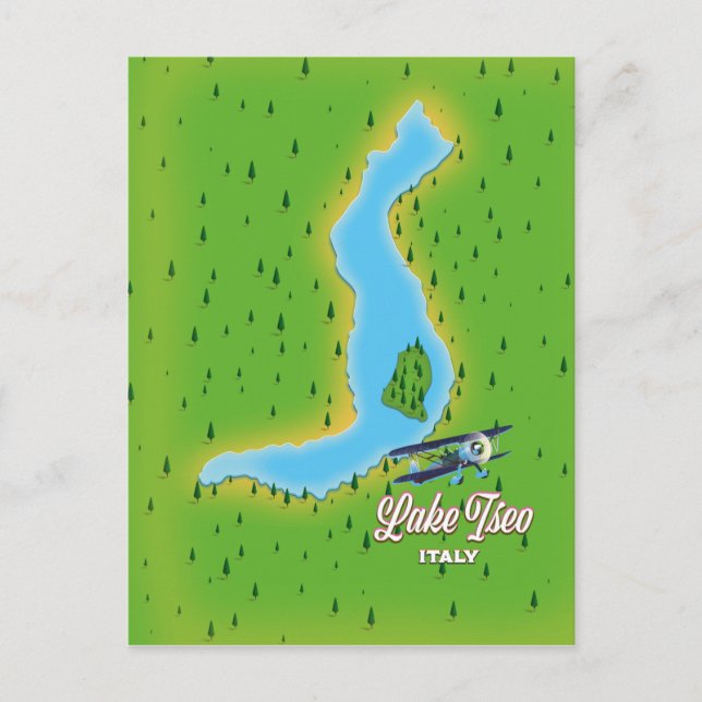 Cartão Postal Mapa do Lago Iseo Itália (Frente)