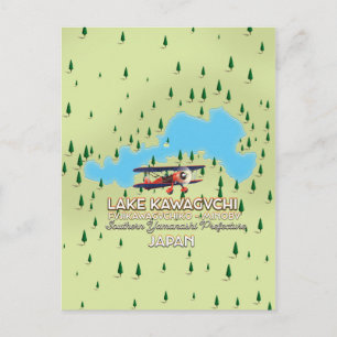 Cartão Postal Mapa do Lago Kawaguchi Fujikawaguchiko & Minobu Ja