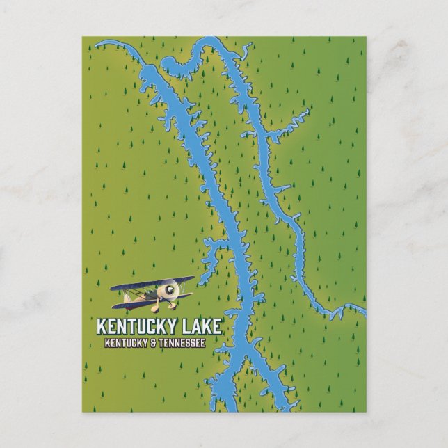 Cartão Postal Mapa do Lago Kentucky EUA (Frente)