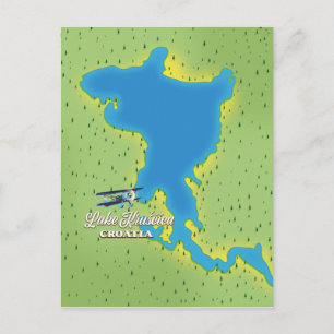 Cartão Postal Mapa do Lago Krušćica Croácia