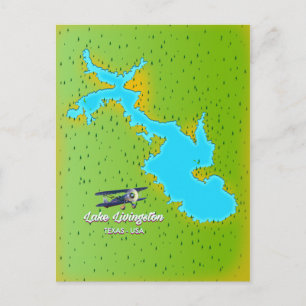 Cartão Postal mapa do lago livingston Texas