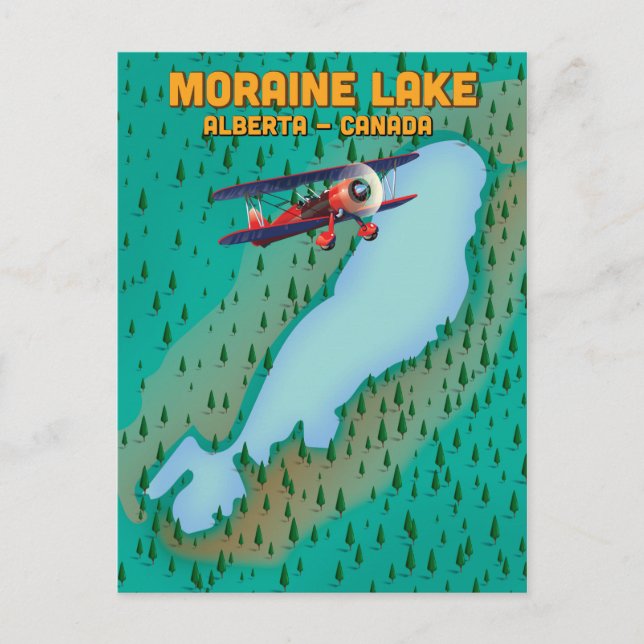 Cartão Postal Mapa do lago Moraine Alberta Canadá (Frente)