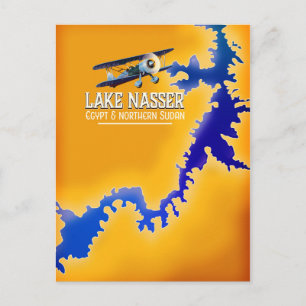 Cartão Postal Mapa do Lago Nasser Egito e Sudão