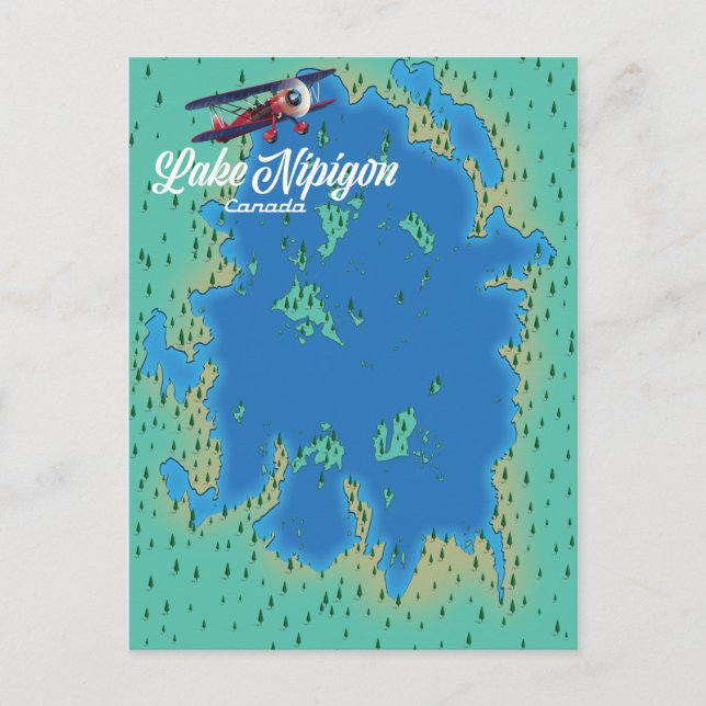 Cartão Postal Mapa do Lago Nipigon Canadá (Frente)