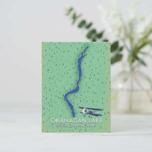 Cartão Postal Mapa do Lago Okanagan British Columbia Canada