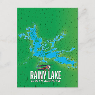 Cartão Postal Mapa do lago Rainy Lake Norte-Americano