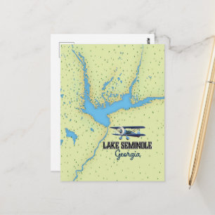 Cartão Postal Mapa do Lago Seminole Geórgia pôster Impressão Acr