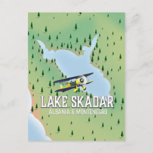 Cartão Postal Mapa do Lago Skadar Albânia e Montenegro