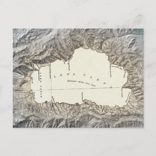 Cartão Postal mapa do Lago Tahoe (Frente)