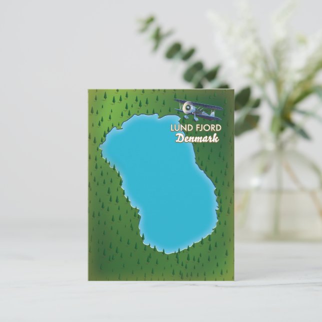 Cartão Postal Mapa do Lund Fjord Dinamarca (Em pé/Frente)