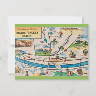 Cartão Postal Mapa do Magic Valley Idaho