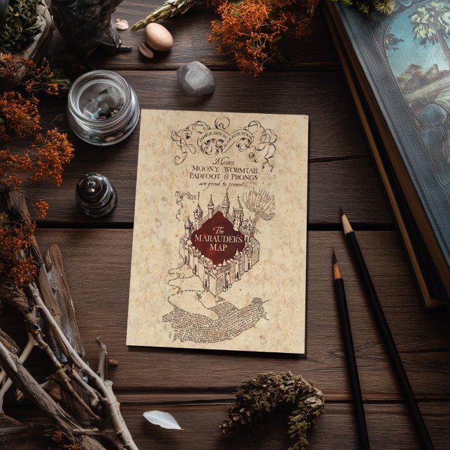 Cartão Postal Mapa do Maroto do Harry Potter (Postcard on simulated table)