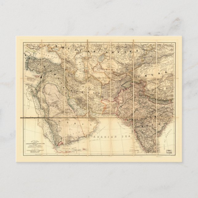 Cartão Postal Mapa do Médio Oriente (1885) (Frente)