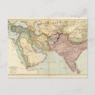 Cartão Postal Mapa do Médio Oriente e do Sudeste Asiático (1912)