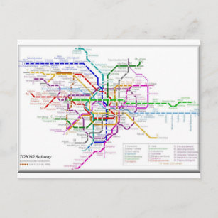 Cartão Postal Mapa do Metro de Tóquio