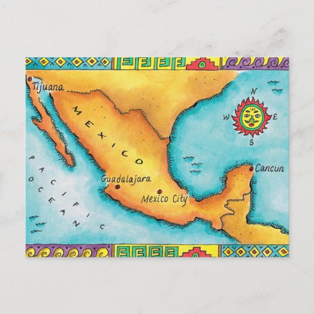Cartão Postal Mapa do México (Frente)