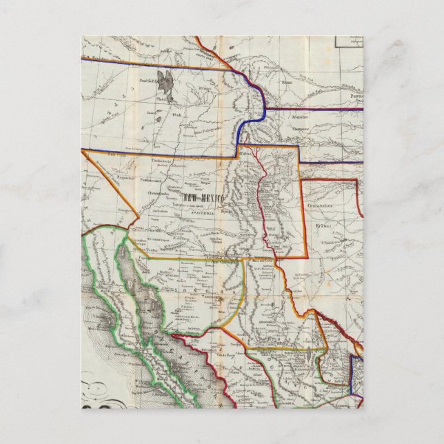 Cartão Postal Mapa Do México E Da Califórnia (Frente)
