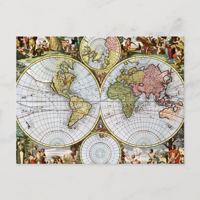 Cartão Postal Mapa do mundo (Frente)