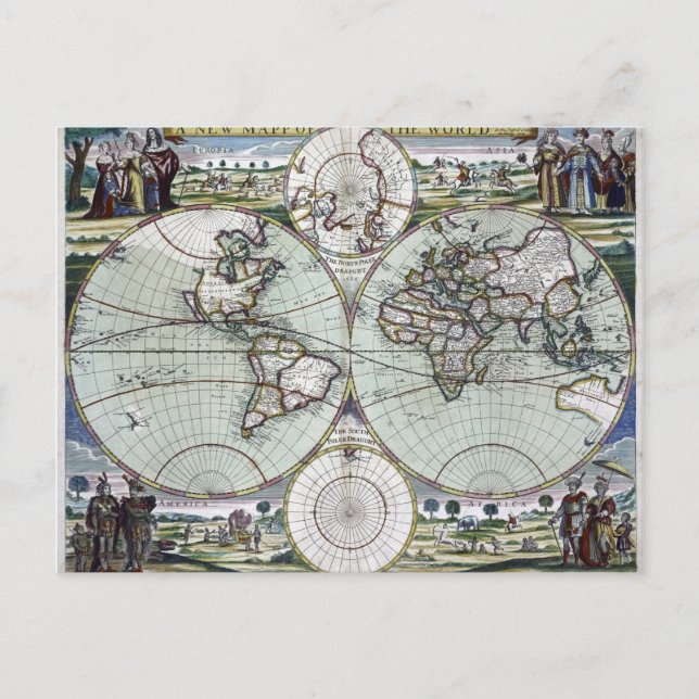 Cartão Postal Mapa do mundo (Frente)