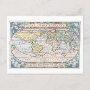 Cartão Postal Mapa do Mundo a partir do Cartão-postal de 1570