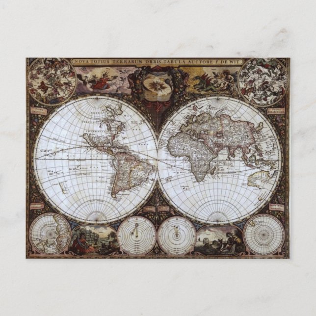 Cartão Postal Mapa do Mundo Antigo (Frente)