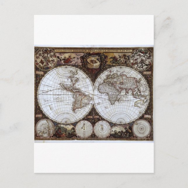 Cartão Postal Mapa do Mundo Antigo (Frente)