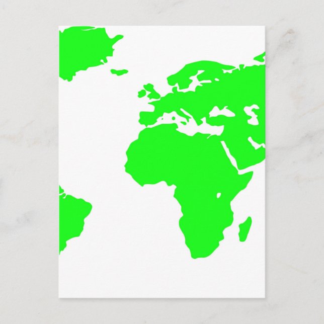 Cartão Postal Mapa do Mundo Branco Verde (Frente)