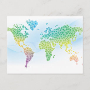 Cartão Postal Mapa do Mundo Colorido