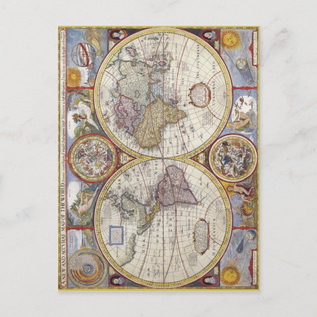 Cartão Postal Mapa do mundo de 1626 (Frente)