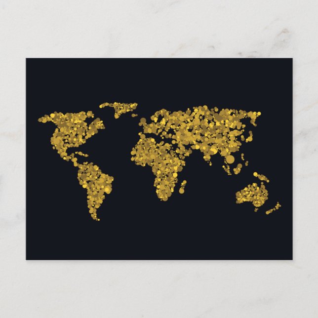 Cartão Postal Mapa do Mundo de Pontos do ouro (Frente)