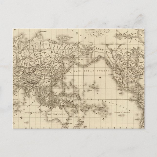 Cartão Postal Mapa do mundo físico (Frente)